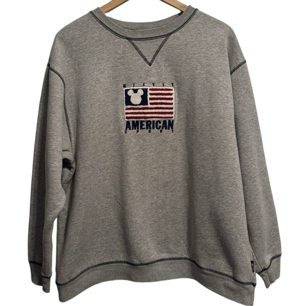 Disney Men's Gray Mickey American Gray Long Sleeve Sport Sweatshirts L Large